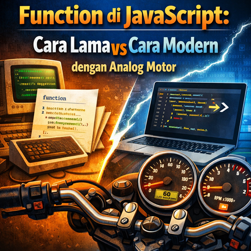 Function di JavaScript Cara Lama vs Cara Modern dengan Analog Motor